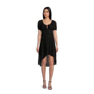NWT Milkmaid Peasant Witchy Whimsigoth Hi-Lo Midi Black Lace Dress Size Sm (3-5)